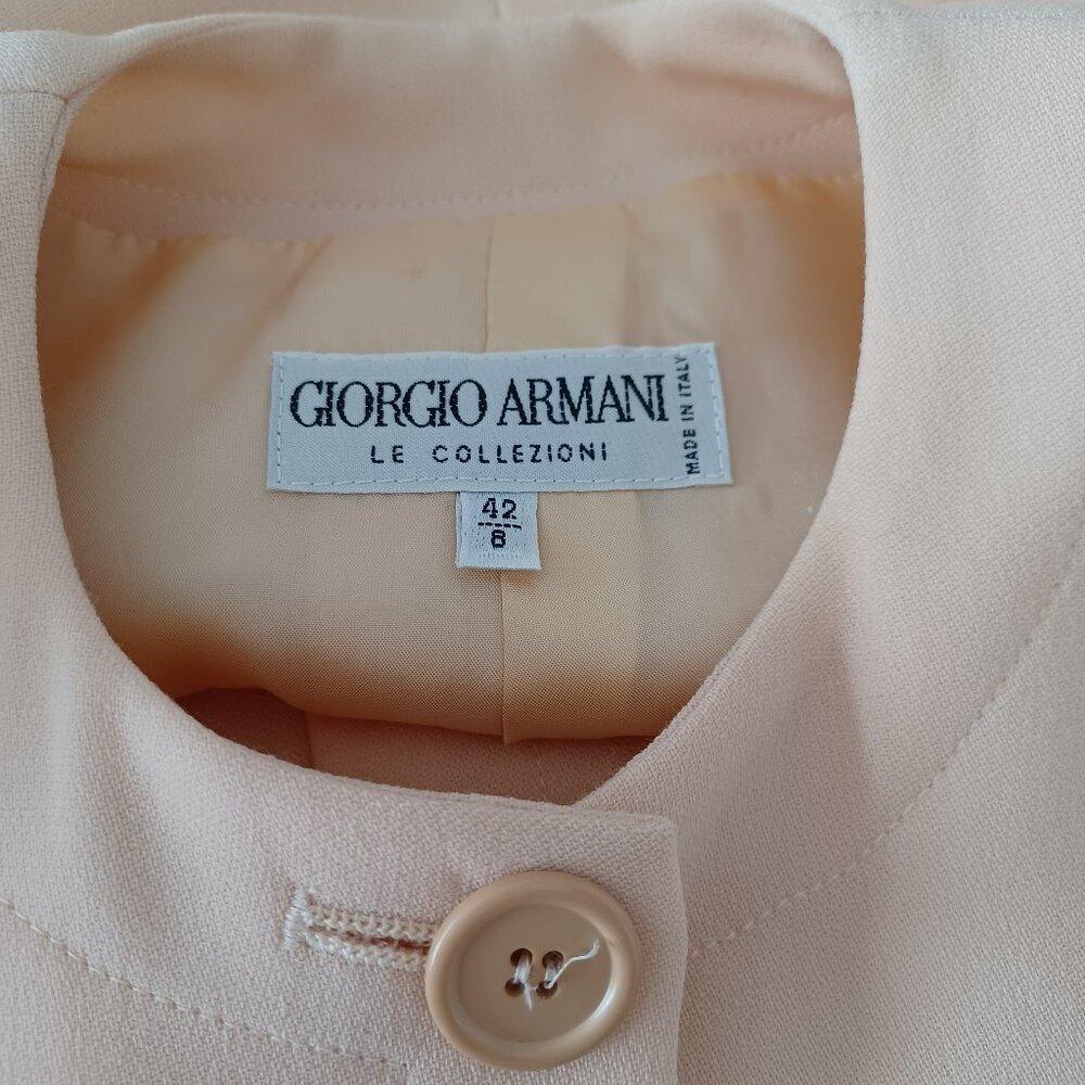 Giorgio Armani Le Collezioni Wool Blazer Womens 8 Cropped Length Cream Peach - Picture 7 of 13